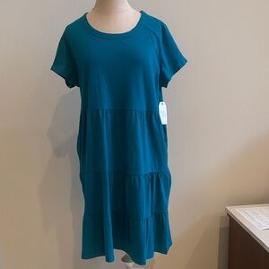 Time and Tru Turquoise Short Sleeve Midi  Dress